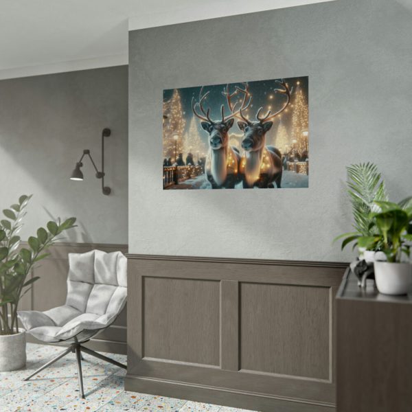 92409-359.jpg Two Reindeer Amid the Magical Glow of a Wintery Poster