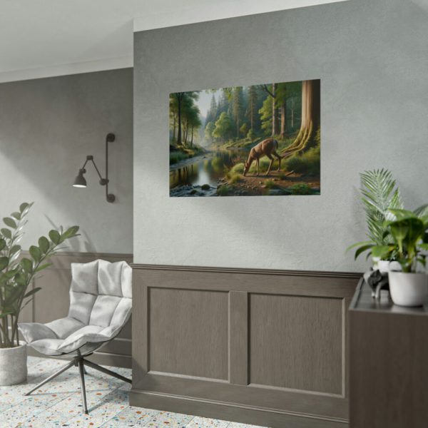 92409-379.jpg Deer By a River In a Forest Poster