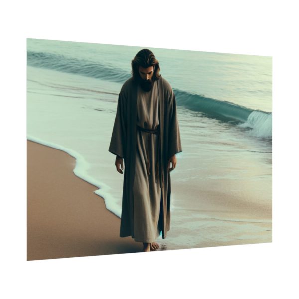 92409-392.jpg Person Walking at the Edge of the Surf on a Beach Poster