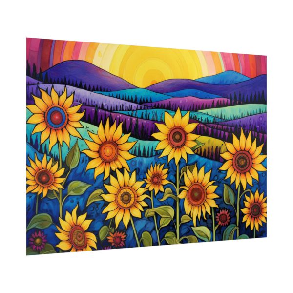 Whimsical Sunflower Field Art Poster
