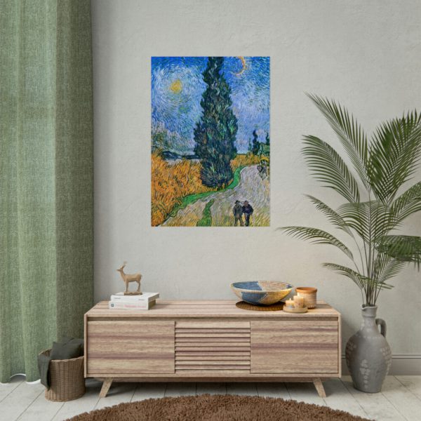 92410-188.jpg Vincent van Gogh's Road with Cypress and Star Poster