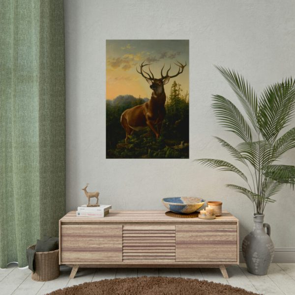 92410-203.jpg Deer in Forest Landscape Poster