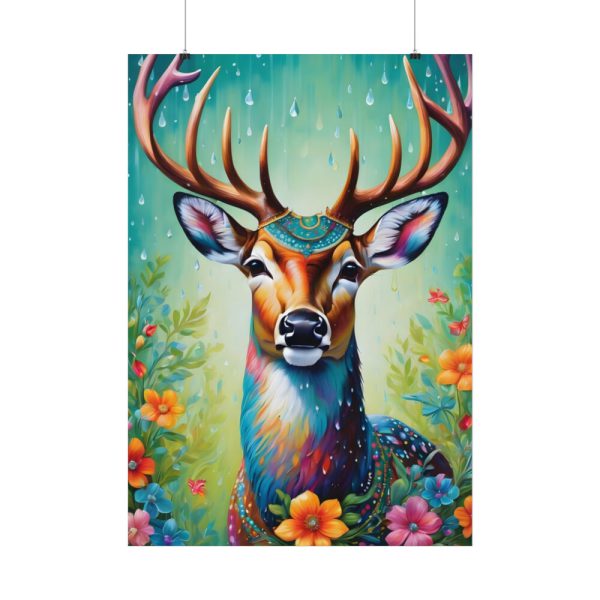 92410-231.jpg Deer Decorated With Colorful Flowers Poster