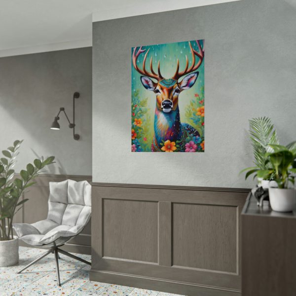 92410-234.jpg Deer Decorated With Colorful Flowers Poster