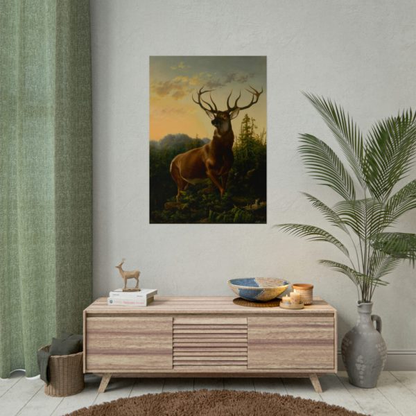 92411-203.jpg Deer in Forest Landscape Poster