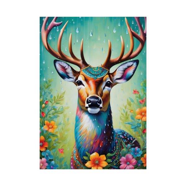 92411-230.jpg Deer Decorated With Colorful Flowers Poster