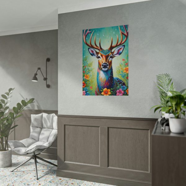 92411-234.jpg Deer Decorated With Colorful Flowers Poster