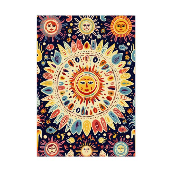 Orange, Yellow and Blue Illustration of Suns Poster