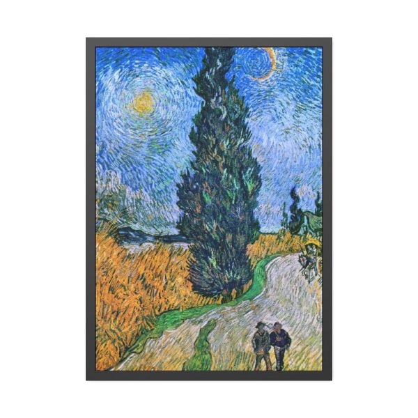 93830-128.jpg Vincent van Gogh's Road with Cypress and Star Framed Poster