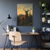 93830-138.jpg Deer in Forest Landscape Framed Poster