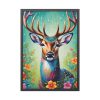 93830-160.jpg Deer Decorated With Colorful Flowers Framed Poster
