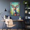 93830-162.jpg Deer Decorated With Colorful Flowers Framed Poster