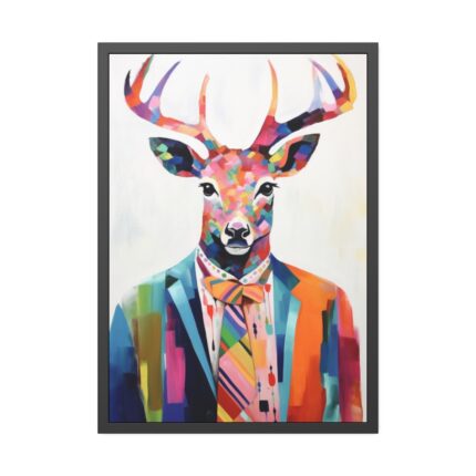 Funny Male Deer In Clothes Framed Poster