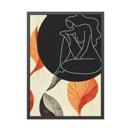 Boho Leaves Abstract Woman Framed Poster
