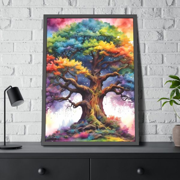 Tree of Life Watercolor Landscape Framed Poster