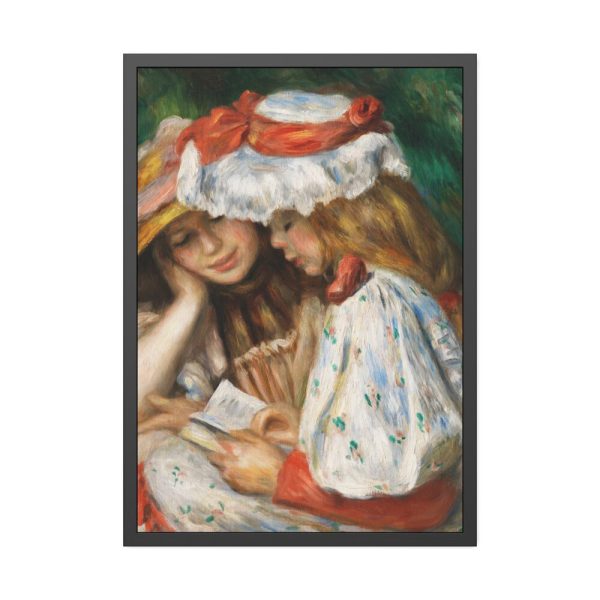Two Girls Reading by Pierre-Auguste Renoir Framed Poster