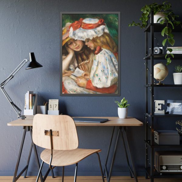 Two Girls Reading by Pierre-Auguste Renoir Framed Poster