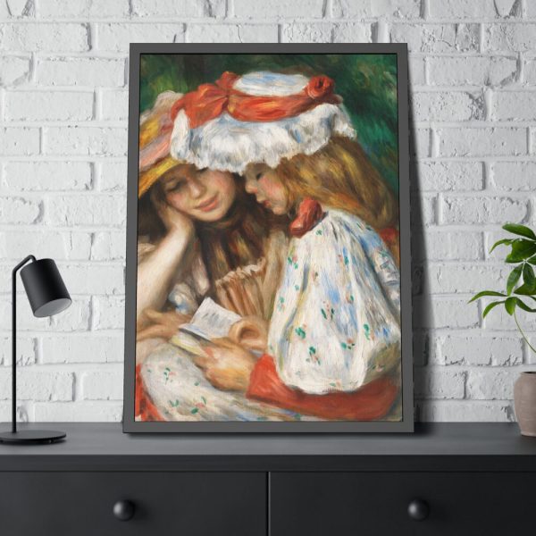 Two Girls Reading by Pierre-Auguste Renoir Framed Poster