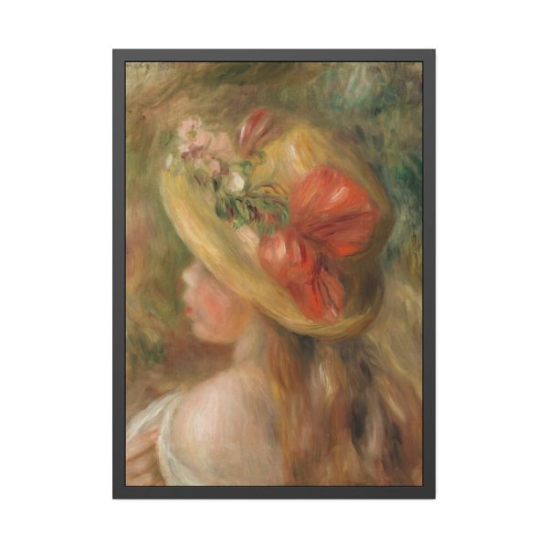 93831-108.jpg Young Girl with Hat by Pierre Auguste Renoir Framed Poster