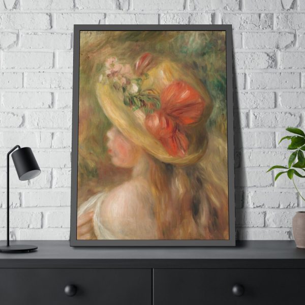 93831-111.jpg Young Girl with Hat by Pierre Auguste Renoir Framed Poster