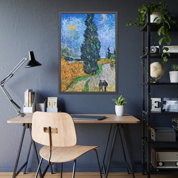93831-150.jpg Vincent van Gogh's Road with Cypress and Star Framed Poster