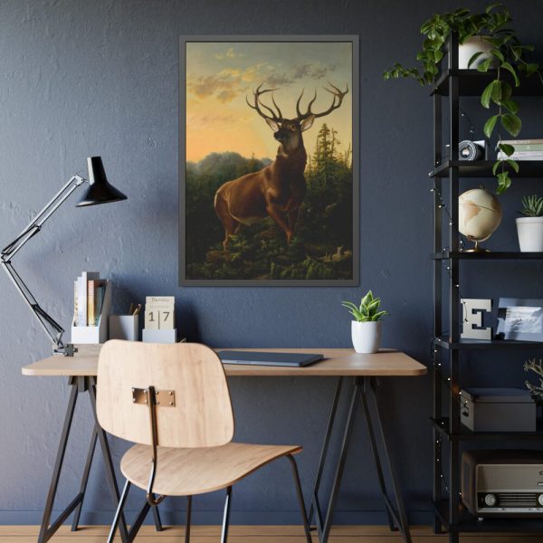 93831-158.jpg Deer in Forest Landscape Framed Poster