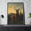 93831-159.jpg Deer in Forest Landscape Framed Poster