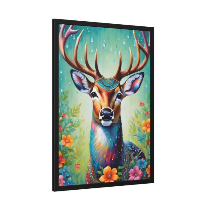 Deer Decorated With Colorful Flowers Framed Poster - Image 6