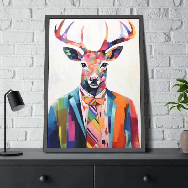 93831-187.jpg Funny Male Deer In Clothes Framed Poster