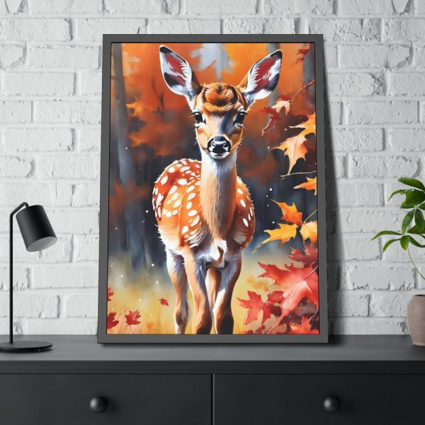 93831-191.jpg Fawn Deer Autumn Framed Poster