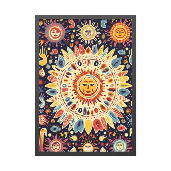 93831-4.jpg Orange, Yellow and Blue Illustration of Suns Framed Poster