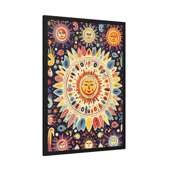 93831-5.jpg Orange, Yellow and Blue Illustration of Suns Framed Poster