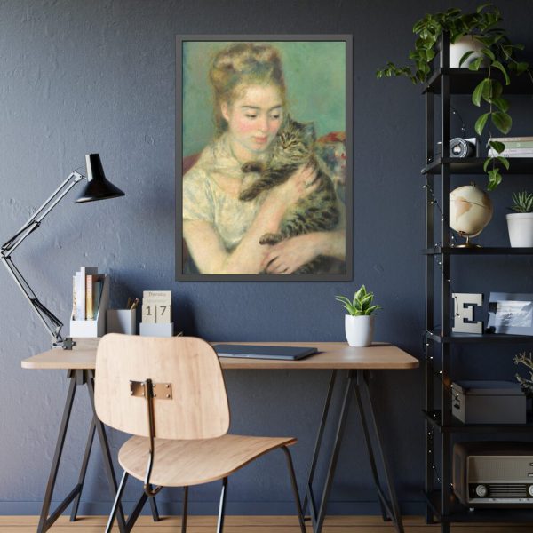 Pierre-Auguste Renoir's Woman with a Cat  Framed Poster