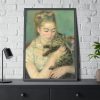 Pierre-Auguste Renoir's Woman with a Cat  Framed Poster