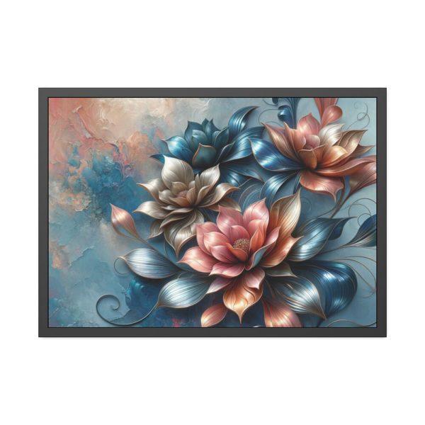 Vibrant Golden Flowers With a Glossy Metallic Finish Framed Poster
