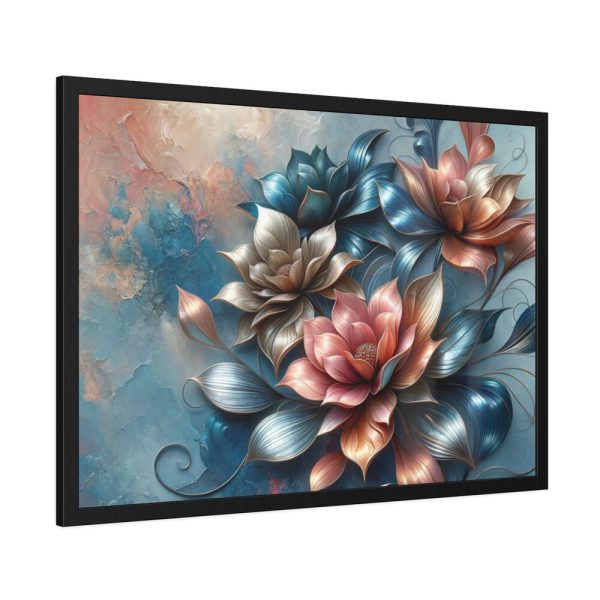 Vibrant Golden Flowers With a Glossy Metallic Finish Framed Poster