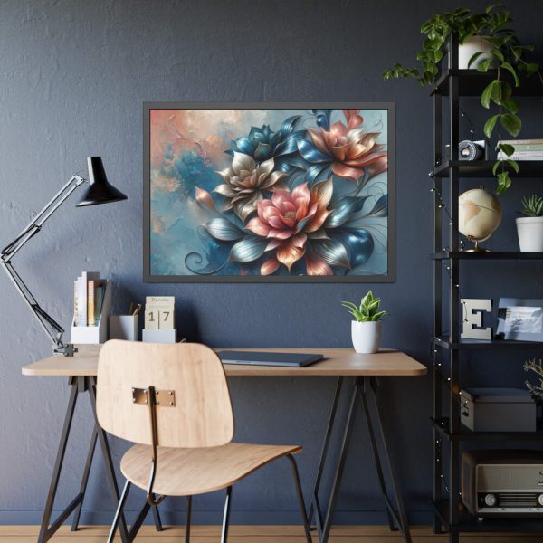 Vibrant Golden Flowers With a Glossy Metallic Finish Framed Poster