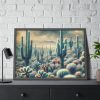 93854-167.jpg Vintage Art Painting of Colder Cactus Desert Landscape Framed Poster
