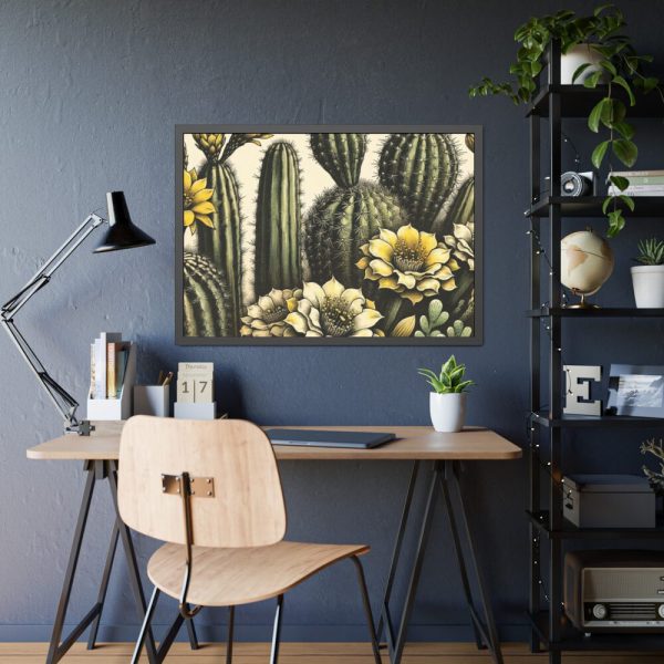 93854-170.jpg Vintage-Style Illustration of Cacti With Yellow Flowers Framed Poster