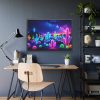 93854-186.jpg Multicolor Bioluminescent Neon Cacti in Desert Framed Poster