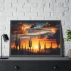 Saguaro Cacti Silhouetted Against Sky Framed Poster