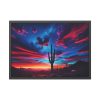 Blue Hour in the Desert With a Saguaro Cactus Silhouette Framed Poster