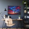 Blue Hour in the Desert With a Saguaro Cactus Silhouette Framed Poster