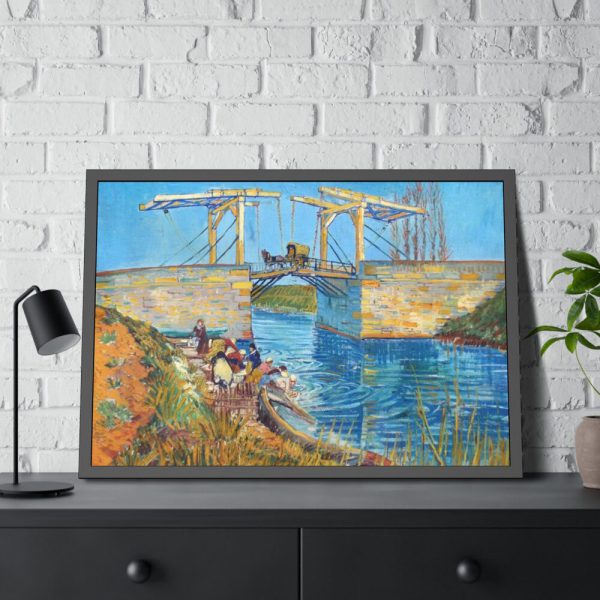 93854-231.jpg Vincent van Gogh's The Langlois Bridge at Arles with Women Washing Framed Poster