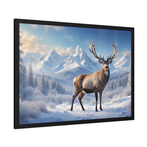 93854-261.jpg Deer Stands in the Snow Framed Poster