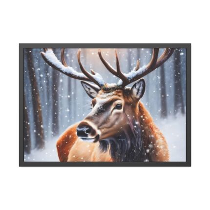 Deer Christmas Winter Forest Framed Poster
