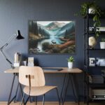 Deer by a Mountain Lake Framed Poster - Image 3