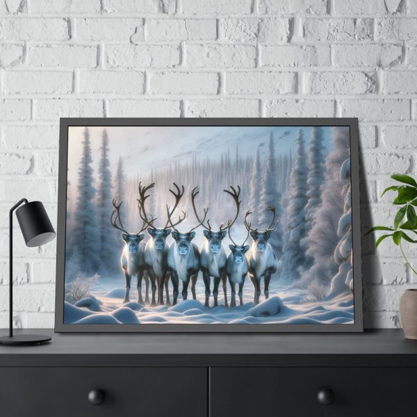93854-287.jpg Six Reindeer in Foreground Framed Poster