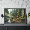 93854-291.jpg Deer By a River In a Forest Framed Poster