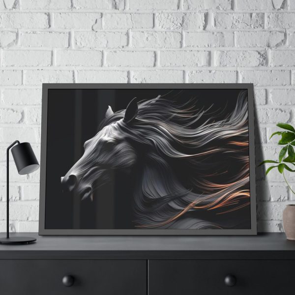 93854-75.jpg Black Spanish Horse Framed Poster